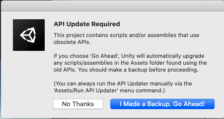 API Update Dialog