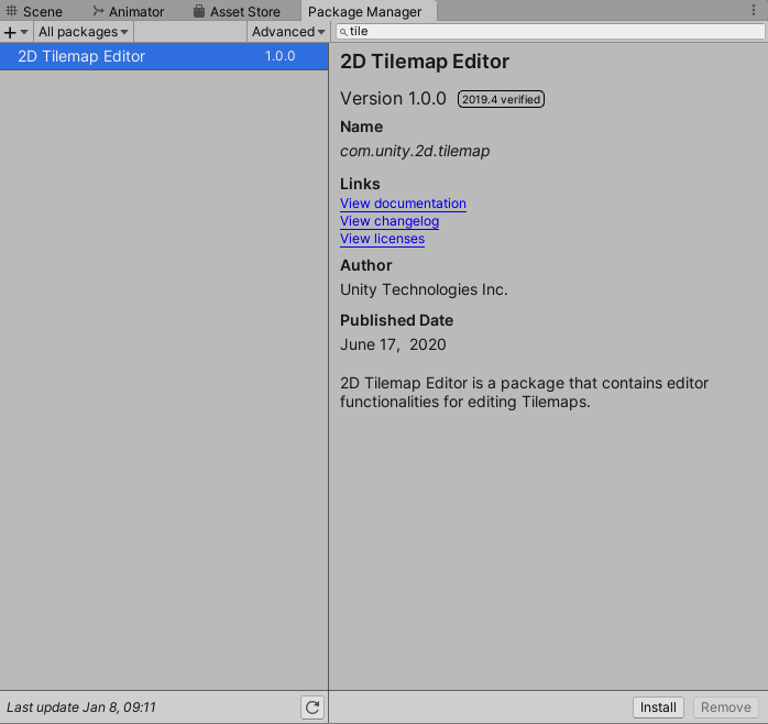 Tilemap Editor install