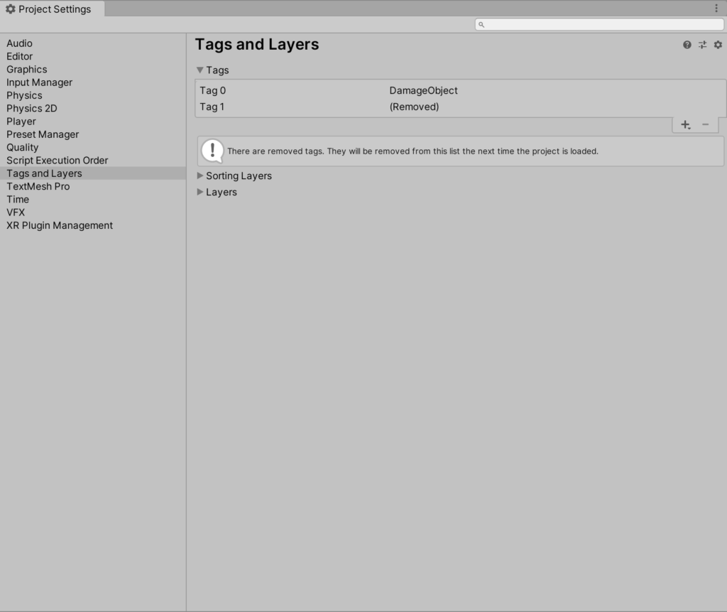 Project Settings WIndow